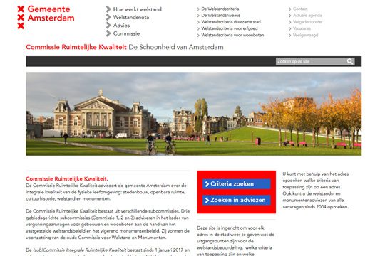 website Commissie Ruimtelijke Kwaliteit Amsterdam